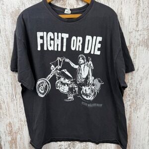 The Walking Dead AMC Daryl Dixon Fight Or Die Black Graphic T-Shirt Mens XL